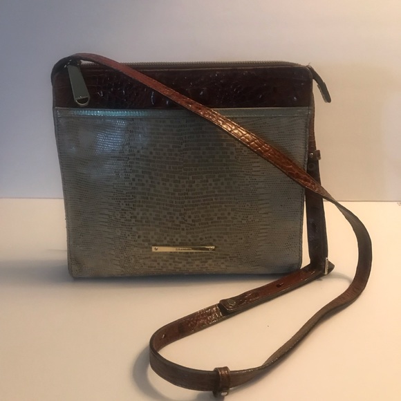 Brahmin Handbags - Brahmin Zip Top Croc-Embossed Leather Crossbody Handbag Purse 824